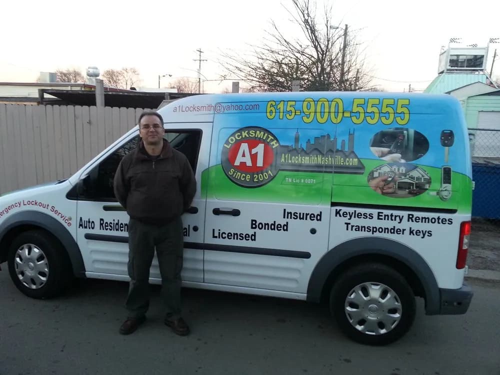 A-1 Locksmith technician at the storefront workbench
