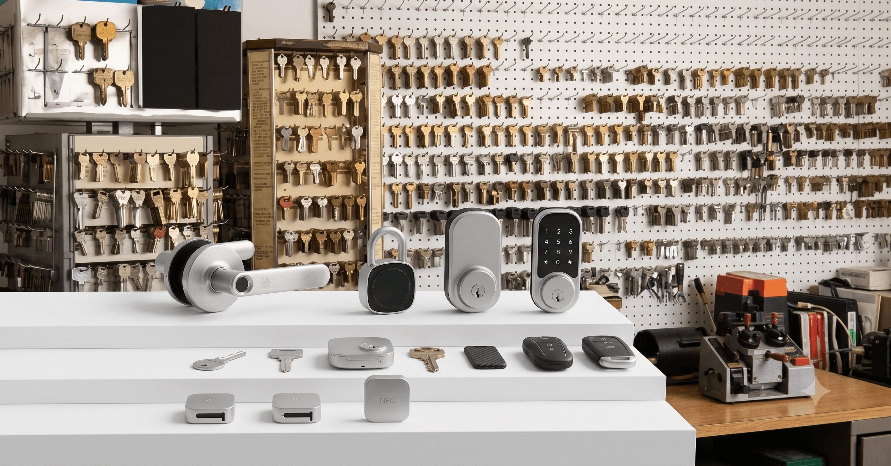 A-1 Locksmith key cutting workshop and hardware display